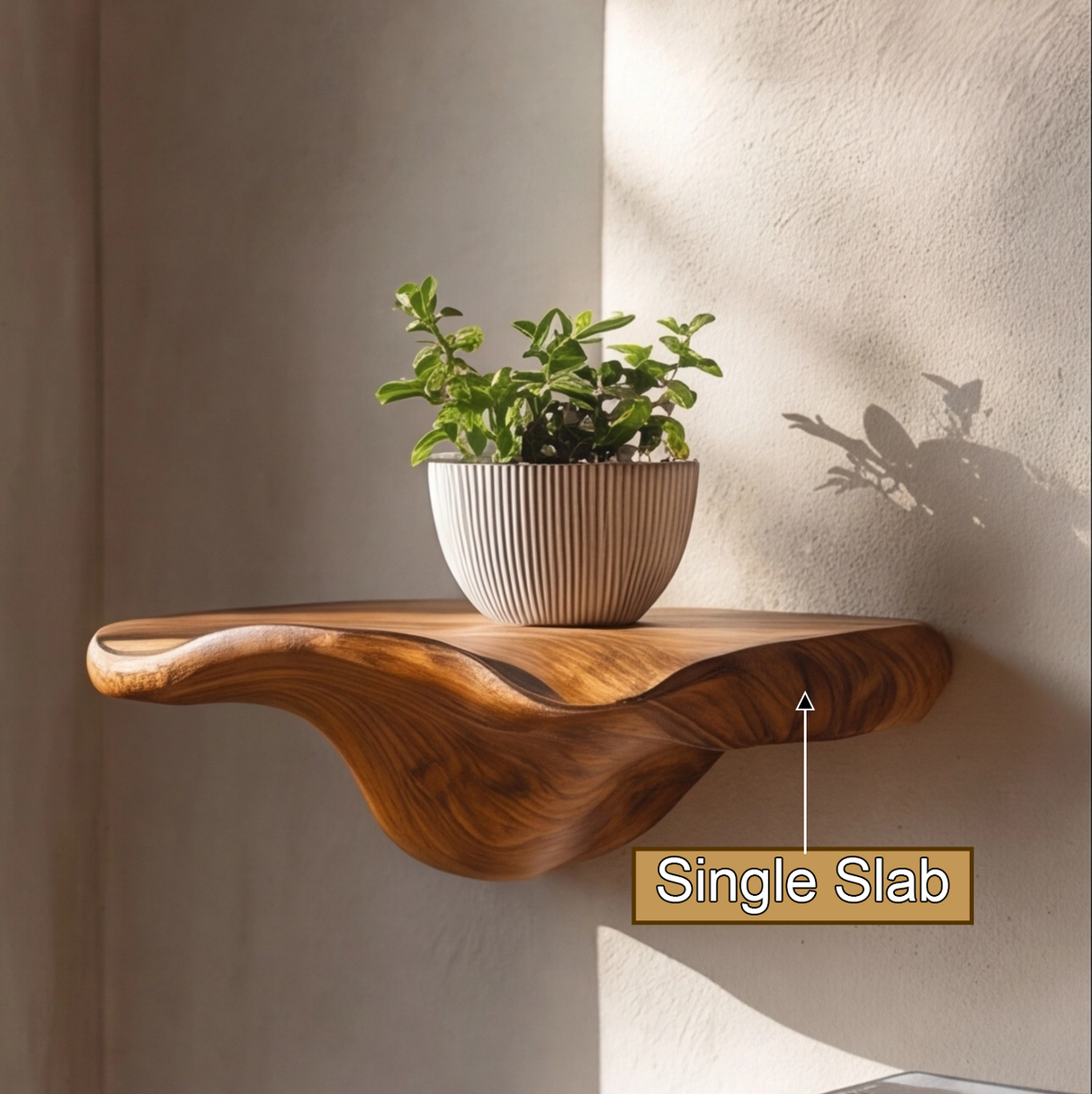 Zyrelith Sculpted Solid Wood Mushroom Floating Shelf SPA489464 - Timberustic Floating Shelf
