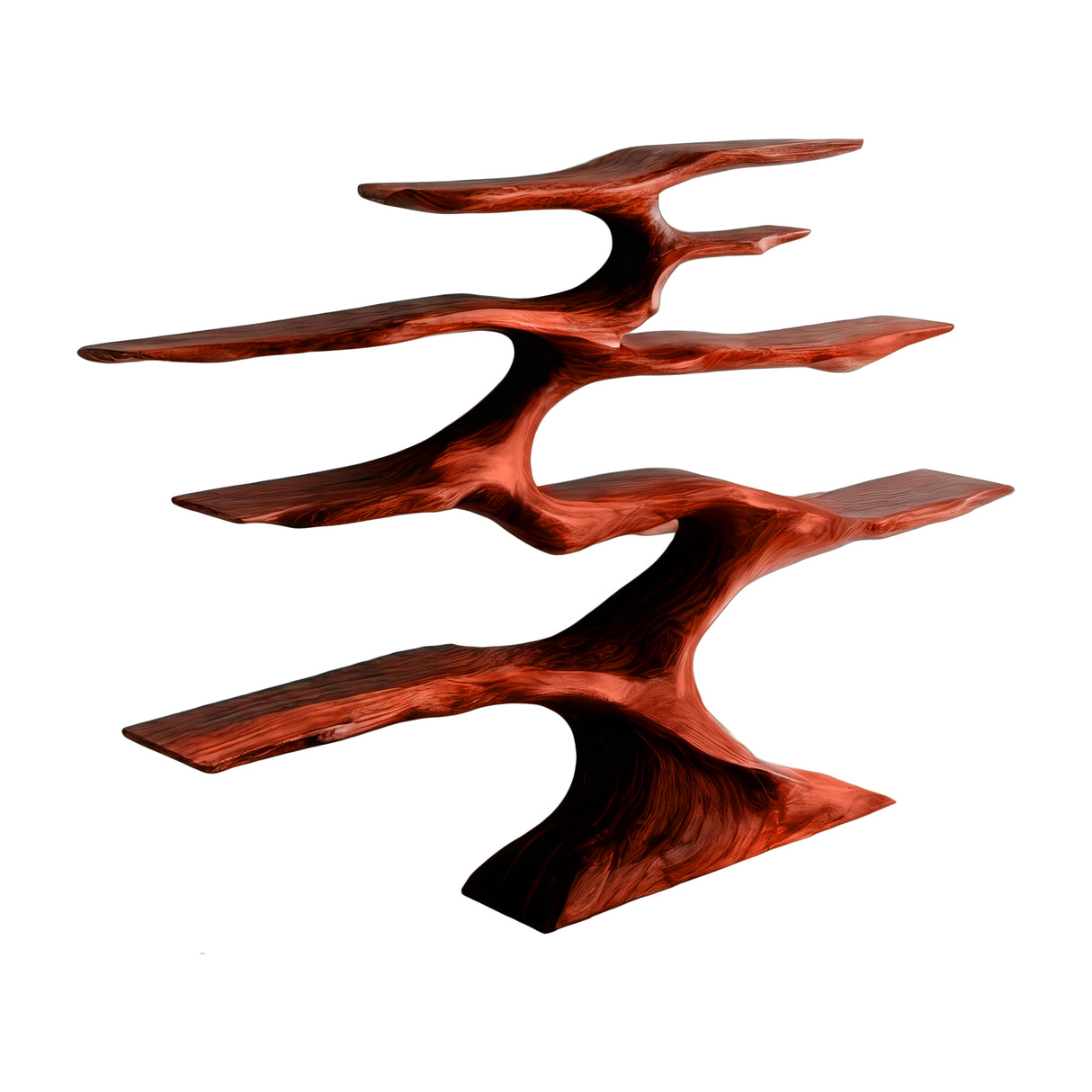 Zyrelith Sculpted Solid Wood Tree Bookshelf Mahogany - Timberustic Tree Bookshelf