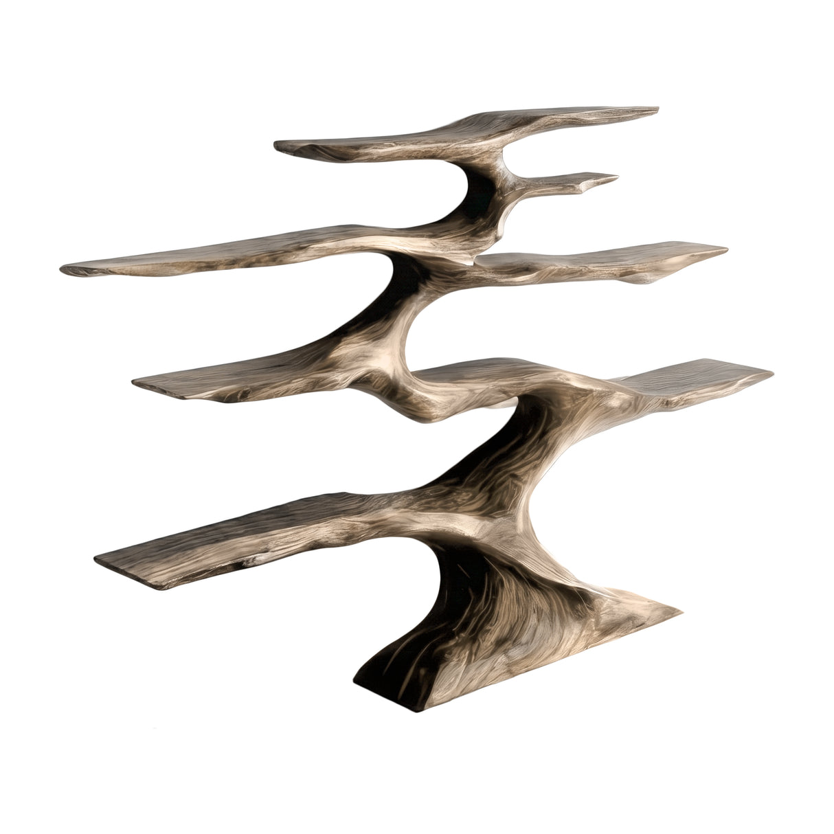 Zyrelith Sculpted Solid Wood Tree Bookshelf Natural Oak - Timberustic Tree Bookshelf