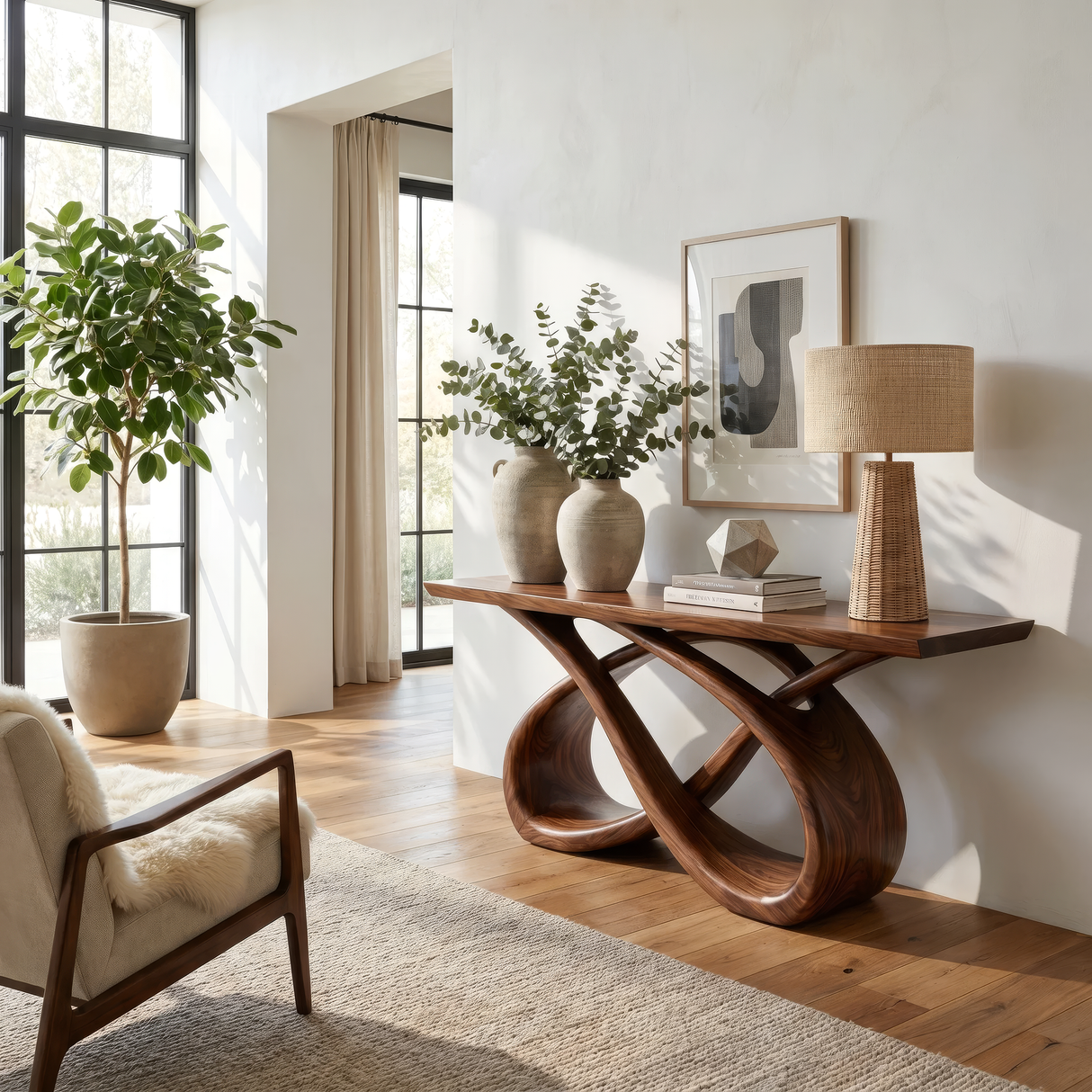 Zyrenza Sculpted Solid Wood Console Table - Timberustic Console Table