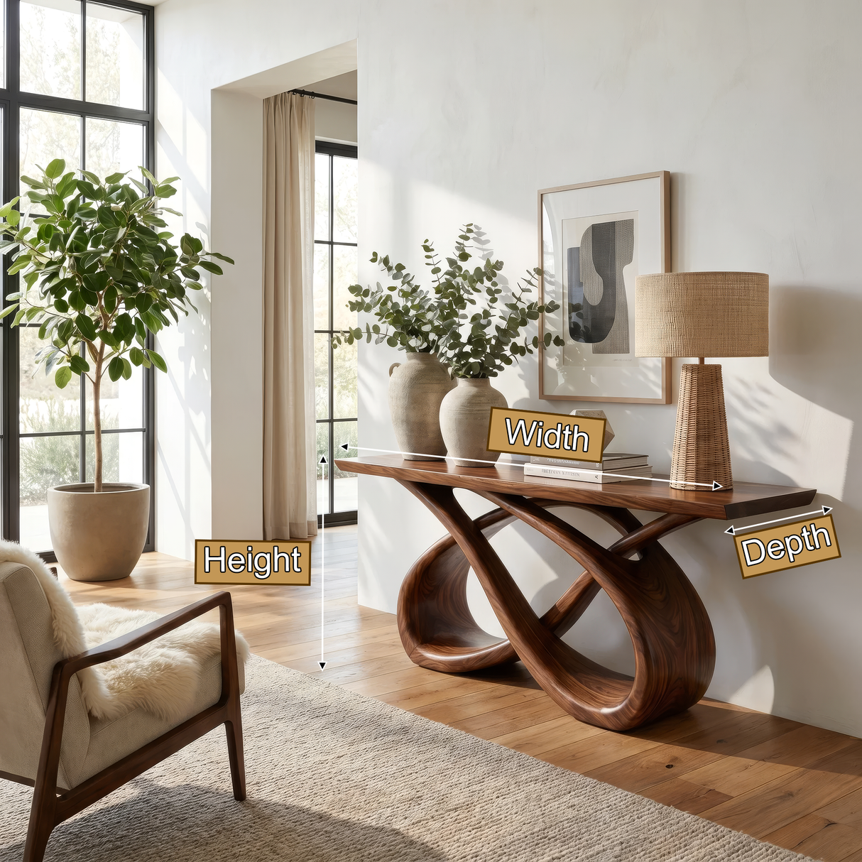 Zyrenza Sculpted Solid Wood Console Table - Timberustic Console Table