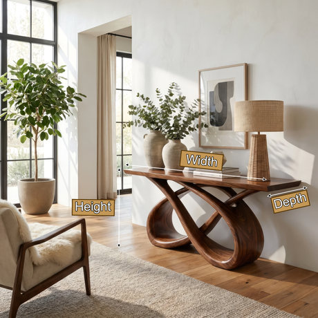 Zyrenza Sculpted Solid Wood Console Table - Timberustic Console Table