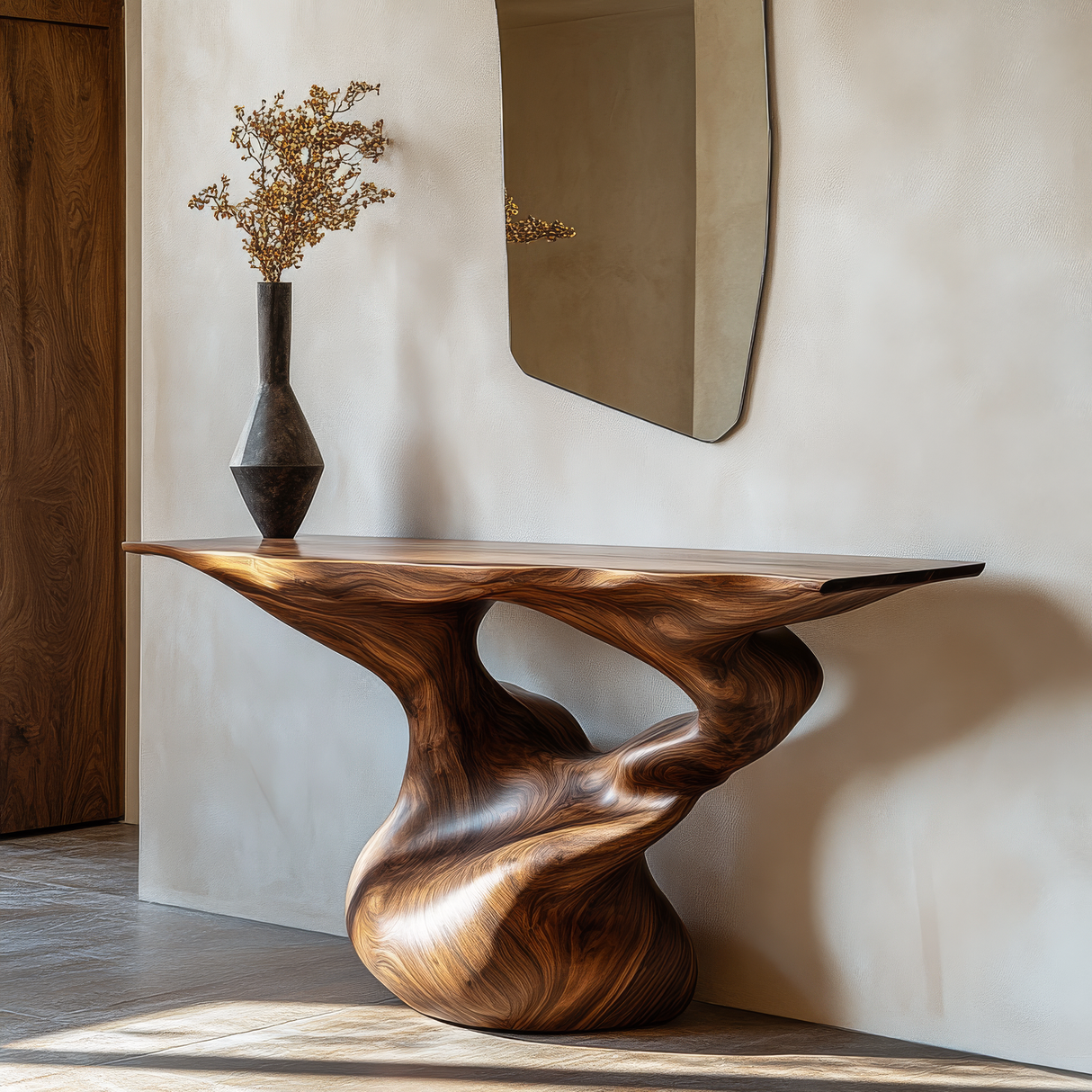 Zythera Sculpted Solid Wood Console Table