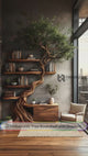 Ravaryn Organic Modern Tree Bookshelf with Drawers
