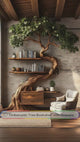 Velmora Organic Modern Tree Bookshelf with Drawers