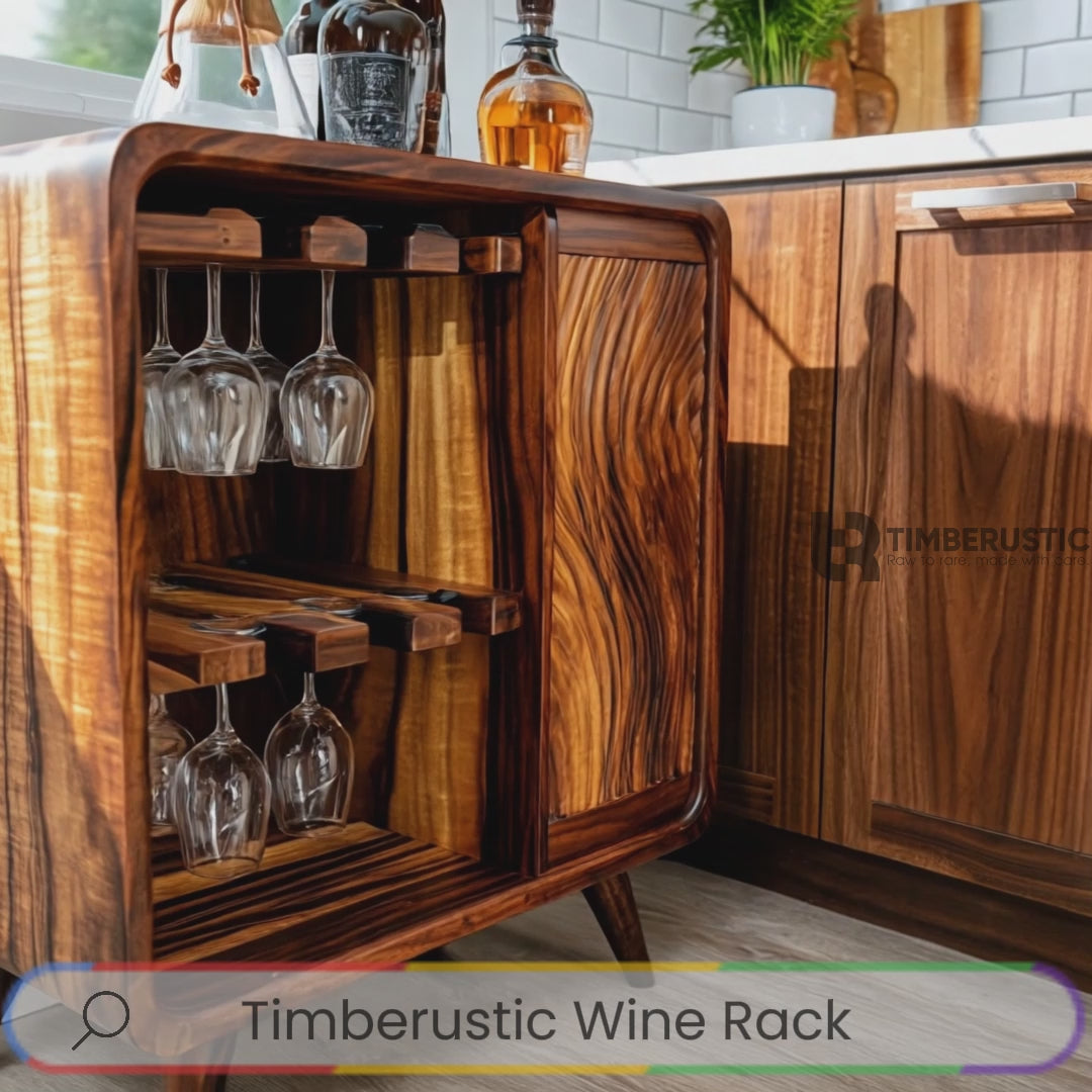 Caelmont Handcrafted Solid Wood Bar Cabinet