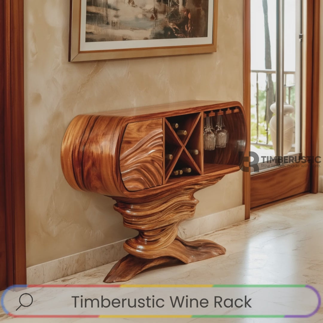 Theryn Handcrafted Solid Wood Bar Cabinet