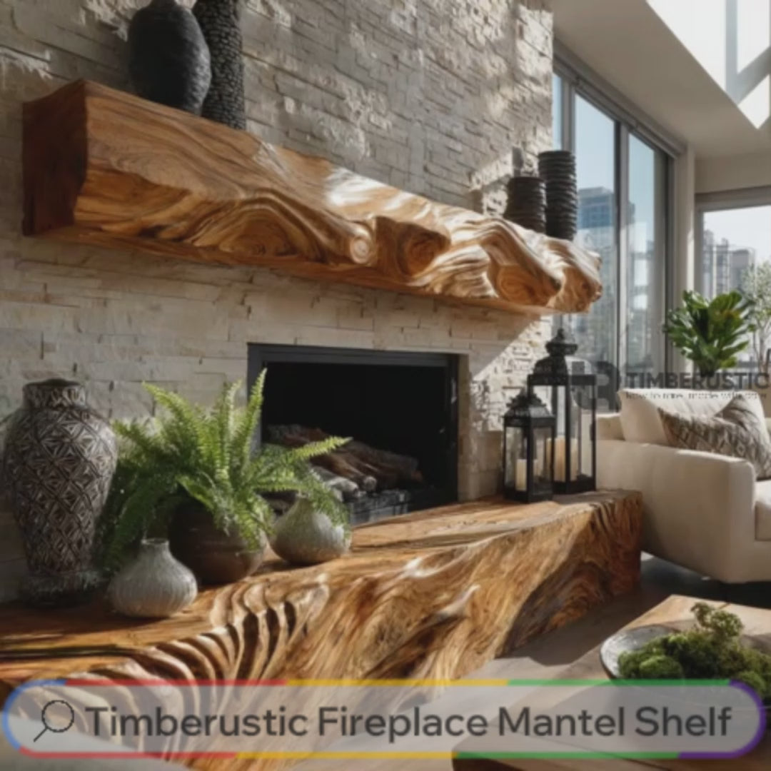 Zorveth Handcrafted Solid Wood Fireplace Mantel Shelf