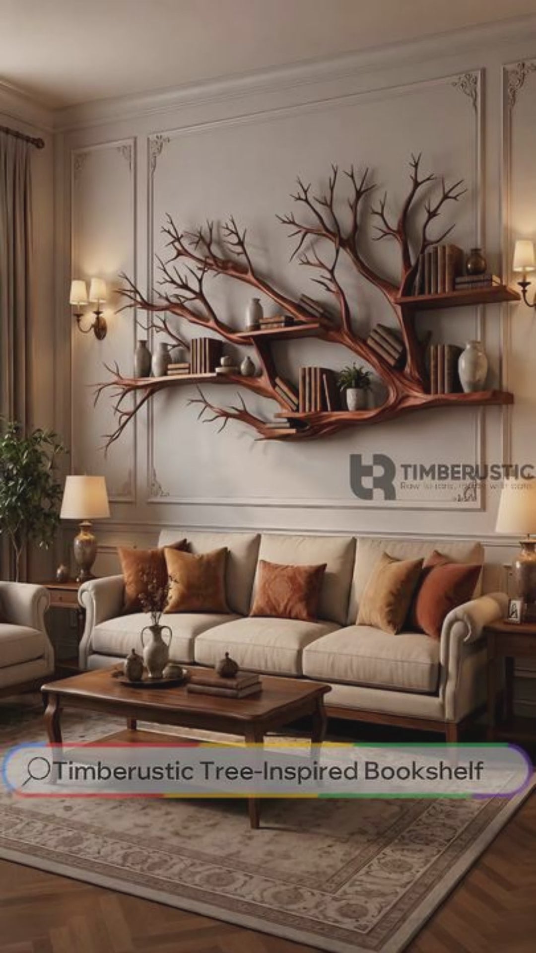 Sylvenroot Handcrafted Solid Wood Tree-Inspired Bookshelf