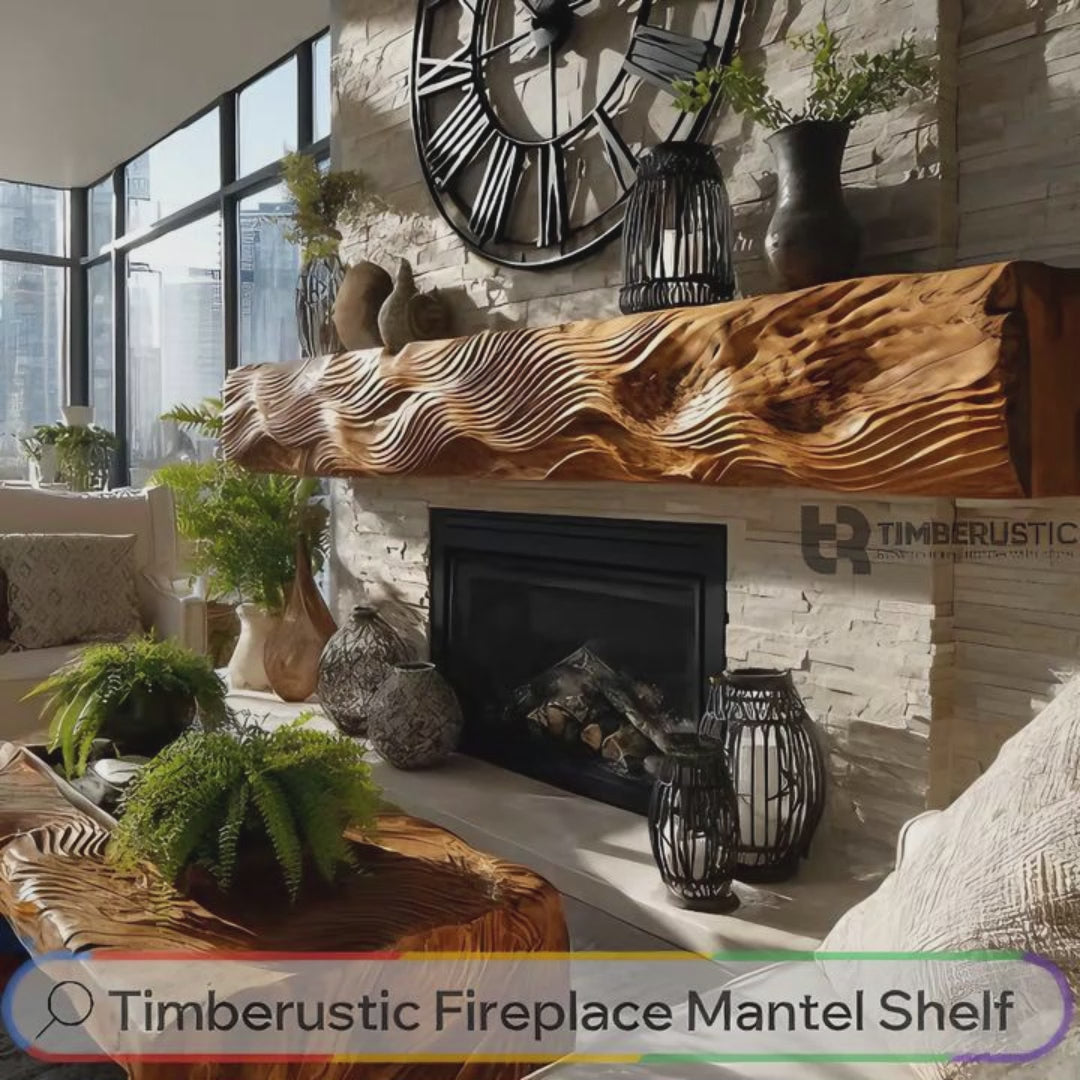 Valtreon Carved Solid Wood Fireplace Mantel Shelf