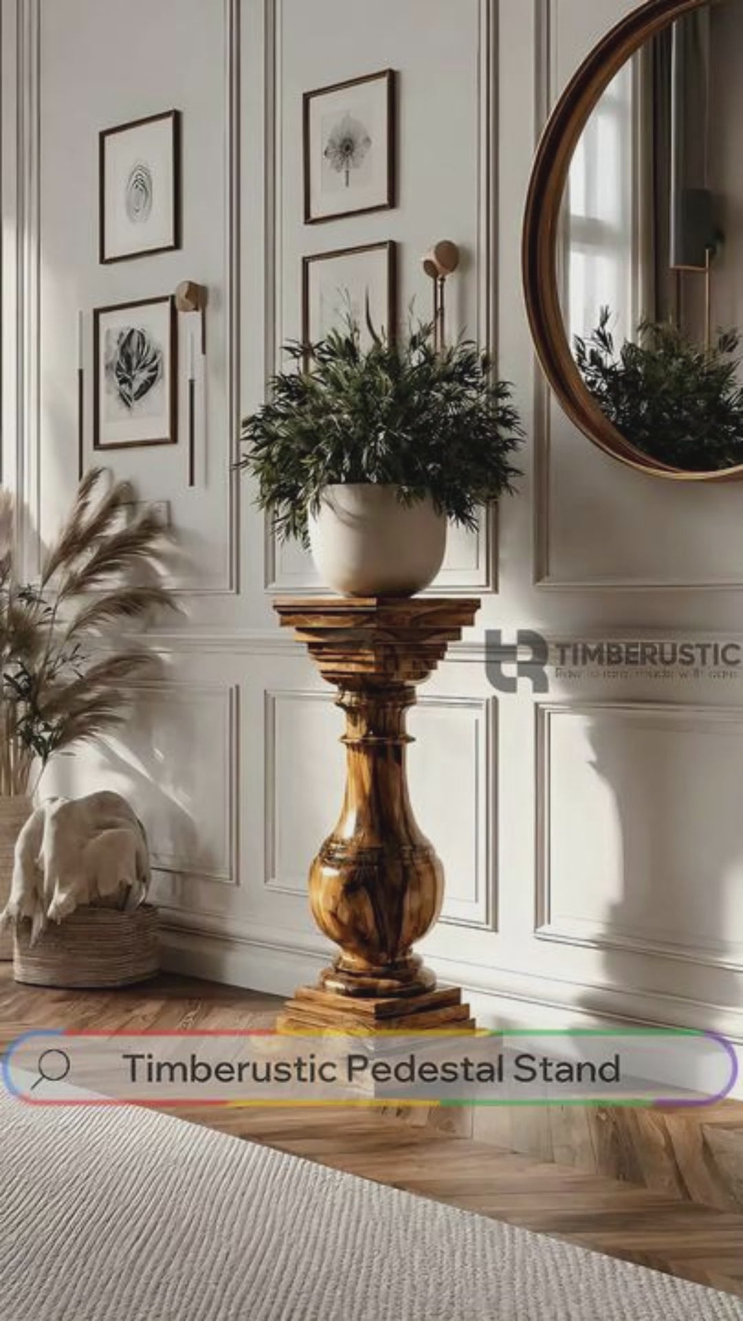 Aurelis Handcrafted Solid Wood Pedestal Stand