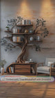 Aelthorin Sculpted Solid Wood Tree Bookshelf with Drawers