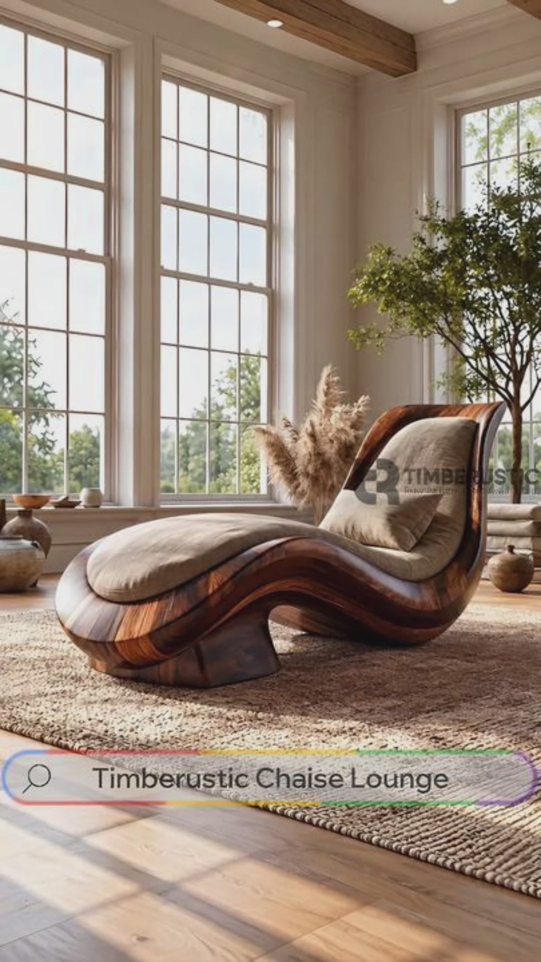 Valenridge Handcrafted Sculpted Solid Wood Chaise Lounge