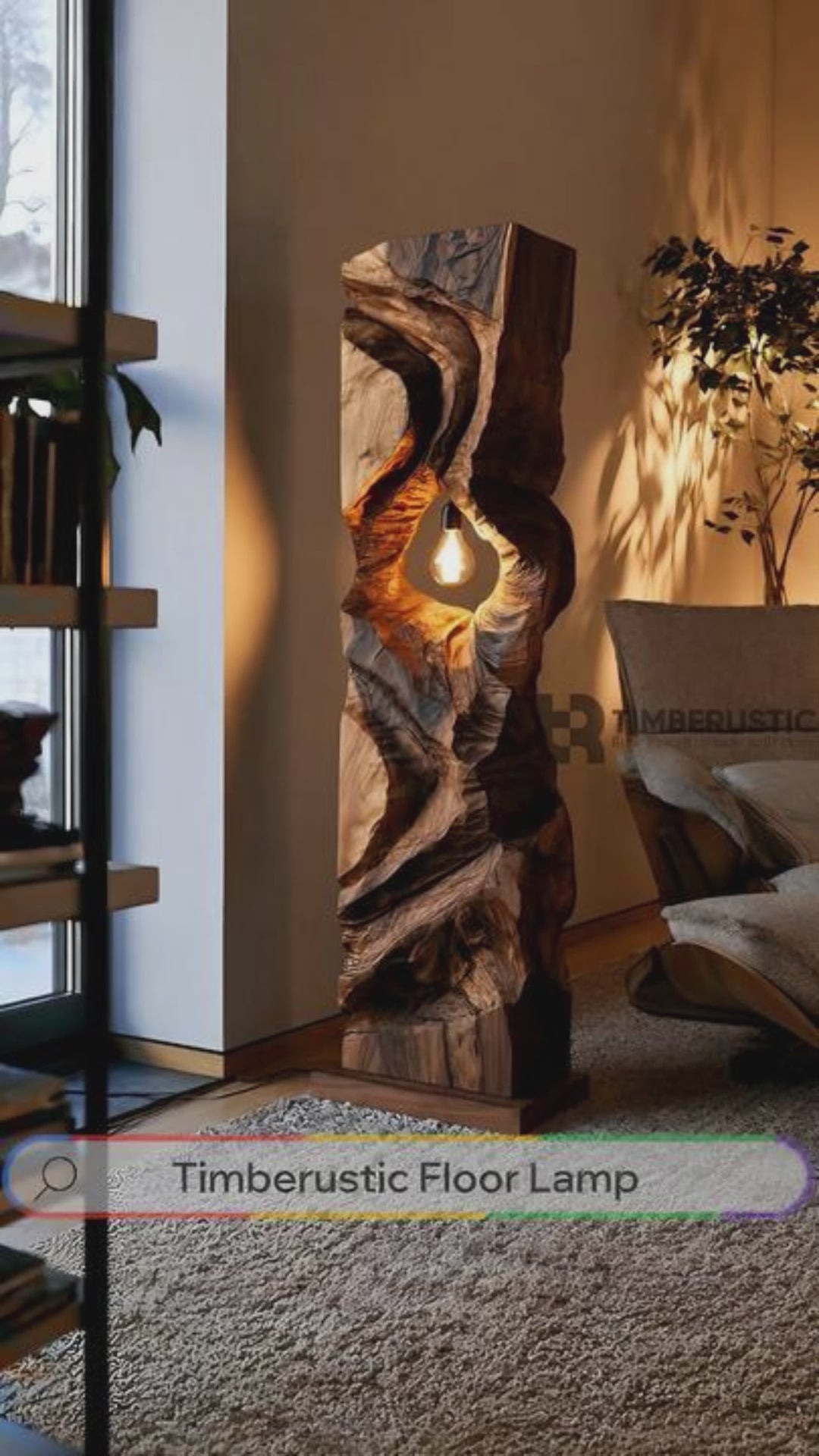 Varellis Sculpted Solid Wood Floor Lamp