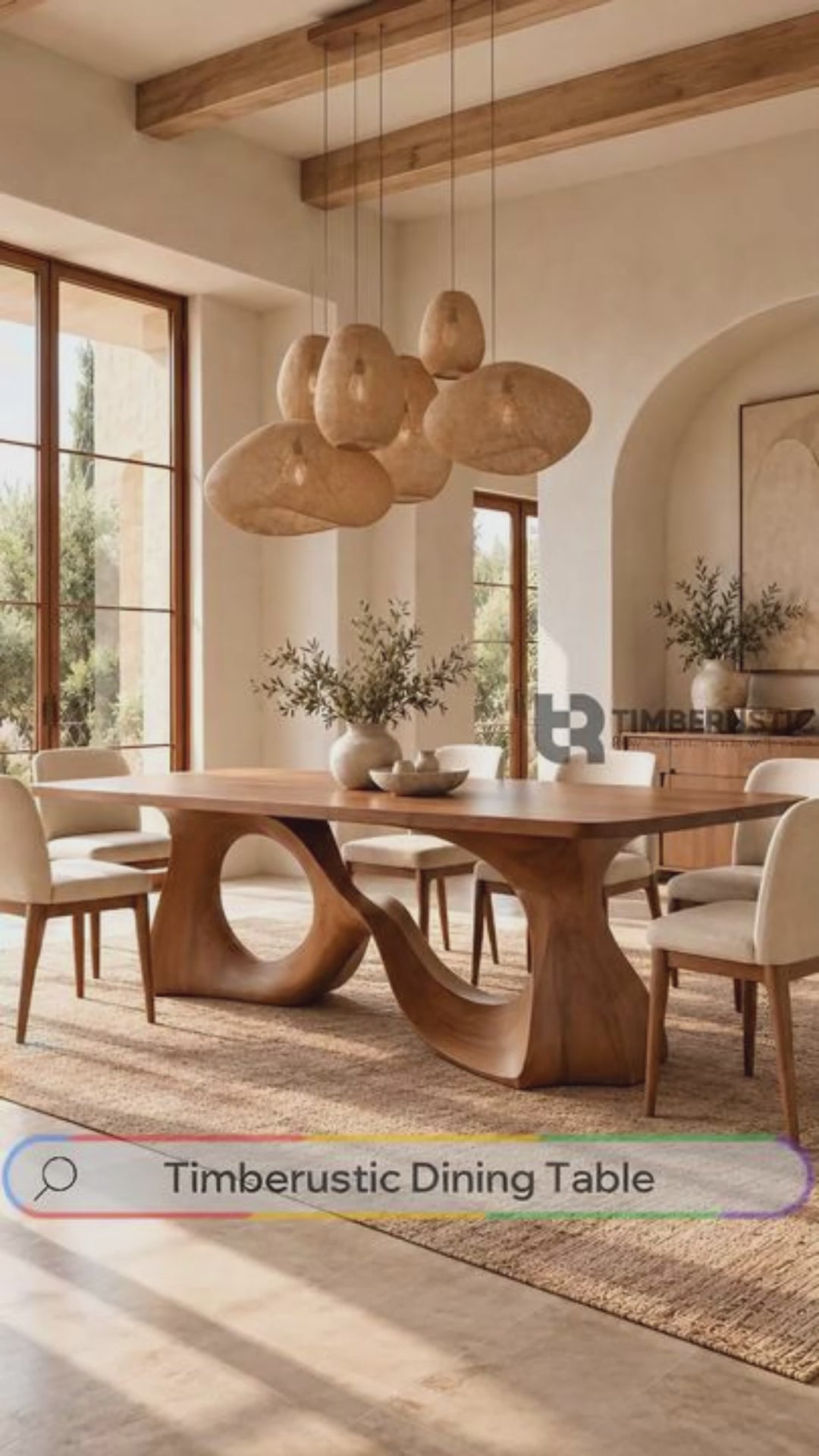 Aelirell Sculpted Loop Base Handcrafted Dining Table