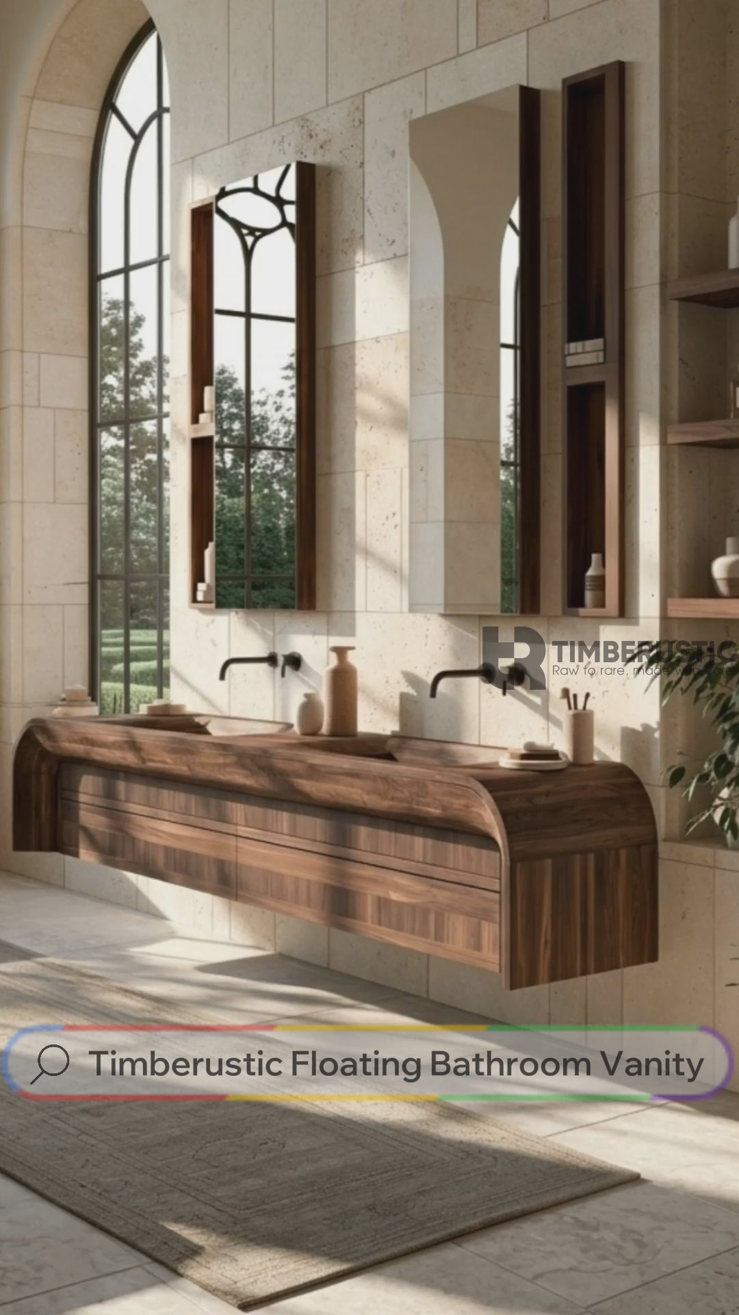 Sylverion Solid Wood Floating Bathroom Vanity with Integrated Sinks and Drawers