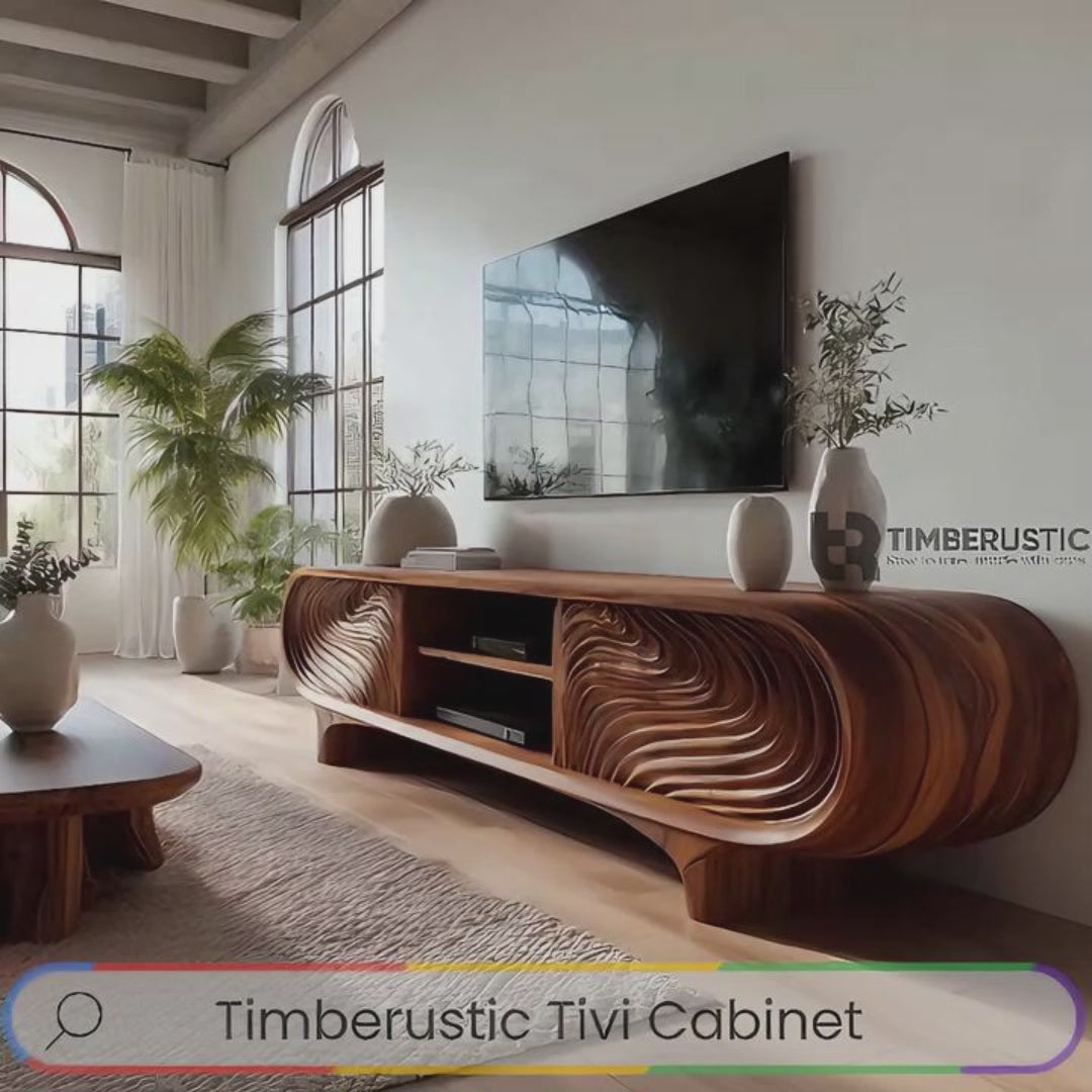 Graincrest Waveflow Carved Wood Grain TV Cabinet