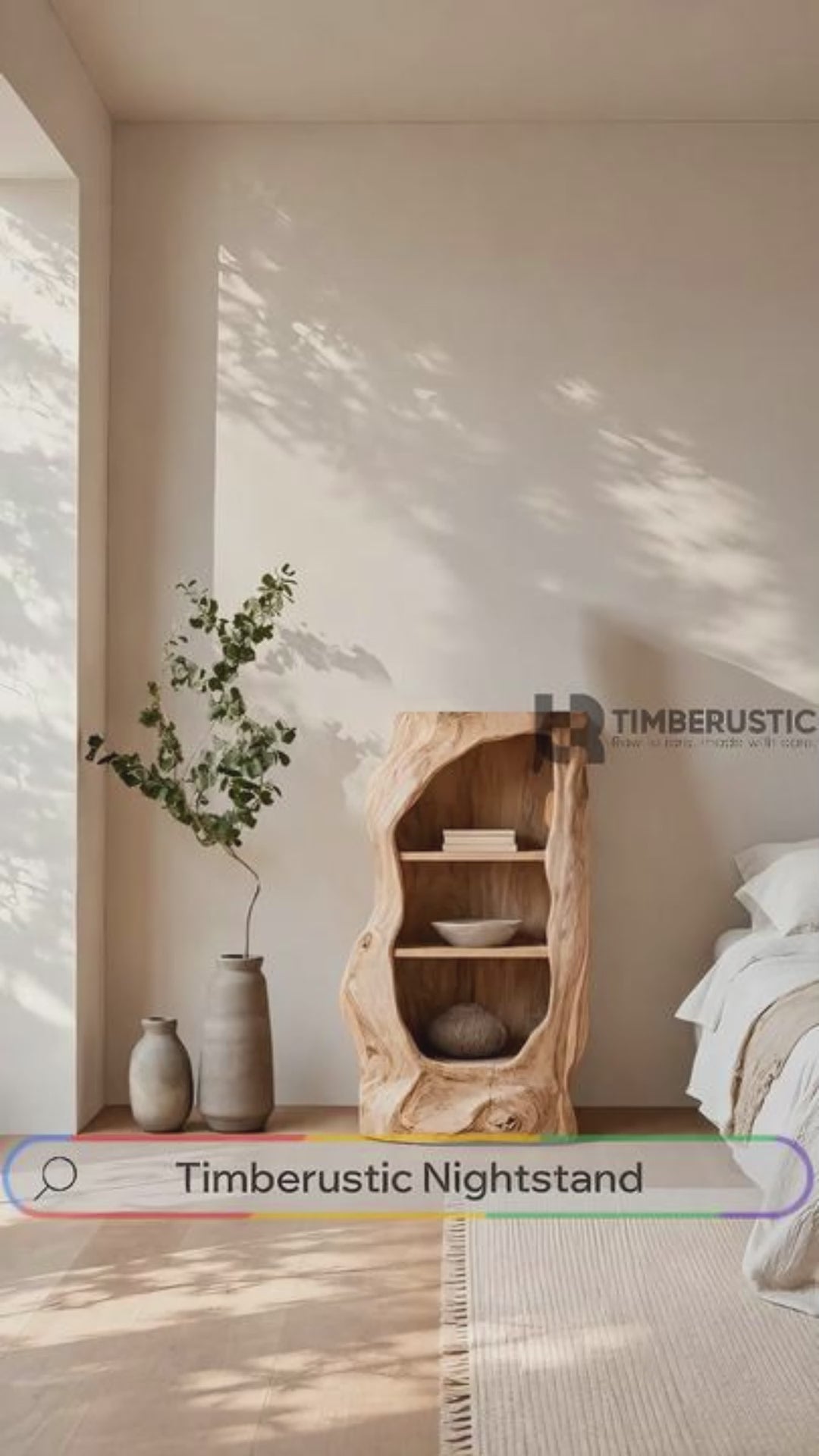 Avenlo Asymmetrical Sculpted Handcrafted Nightstand