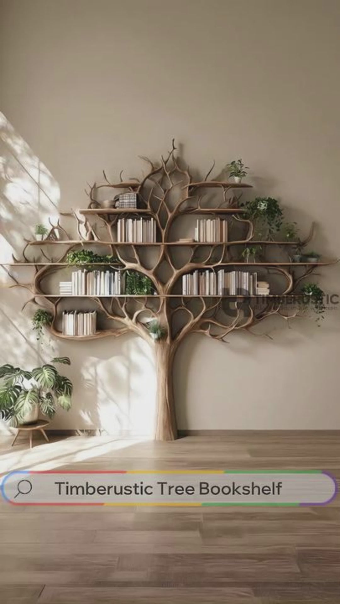 Thaloryx Sculpted Solid Wood Tree Bookshelf