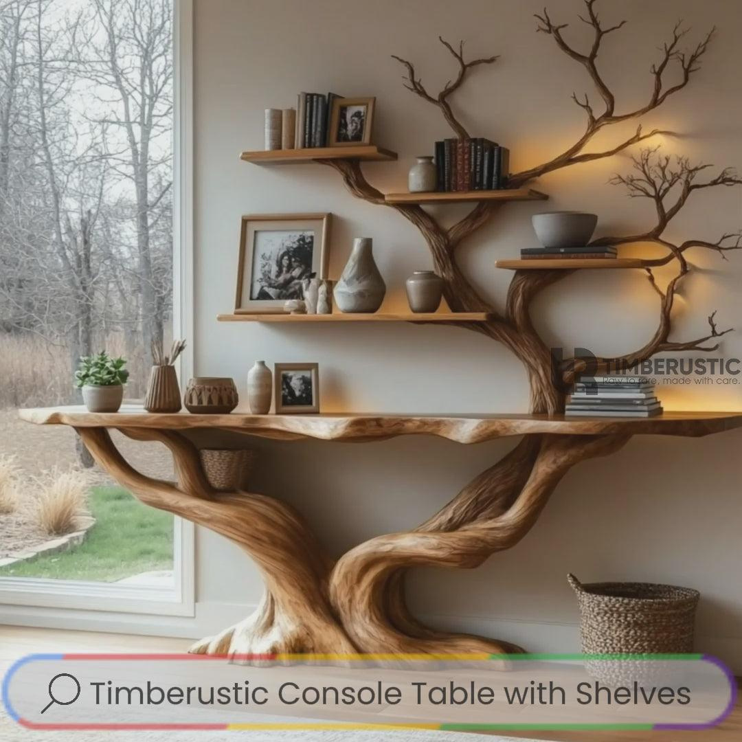 Willowcrest Solid Wood Console Table with Shelves
