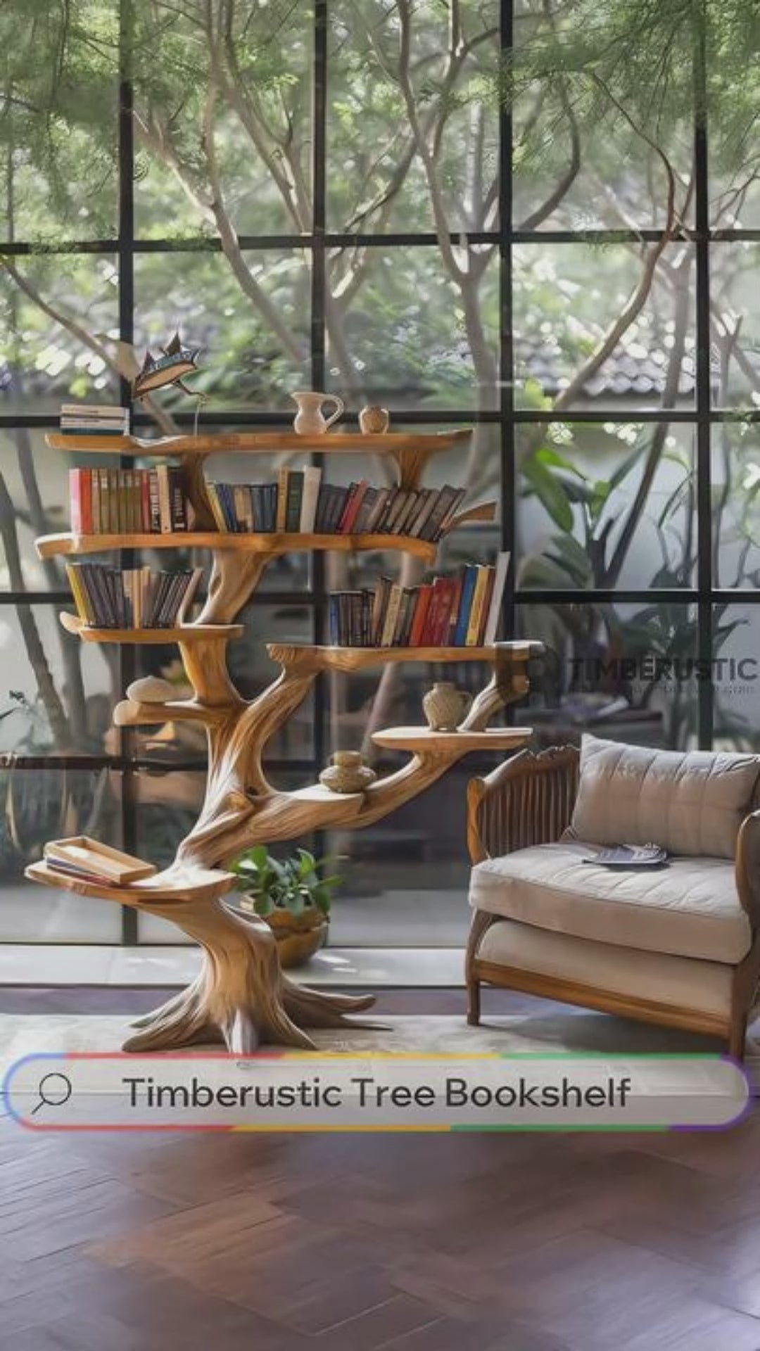 Dravoryn Sculpted Solid Wood Tree Bookshelf
