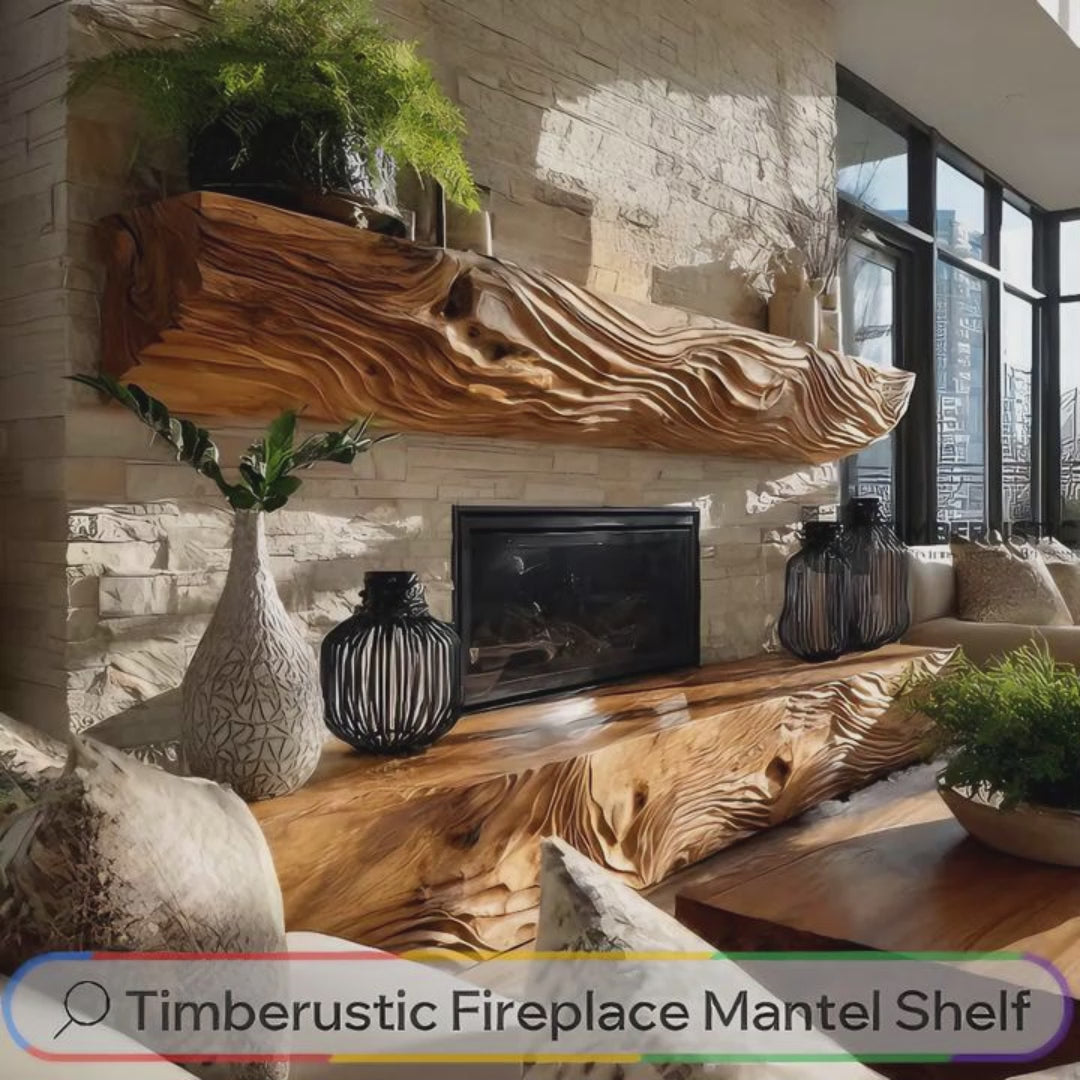 Aerivorn Flow-Carved Solid Wood Fireplace Mantel Shelf