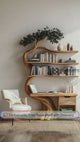 Valtheris Sculpted Solid Wood Tree Bookshelf with Drawers