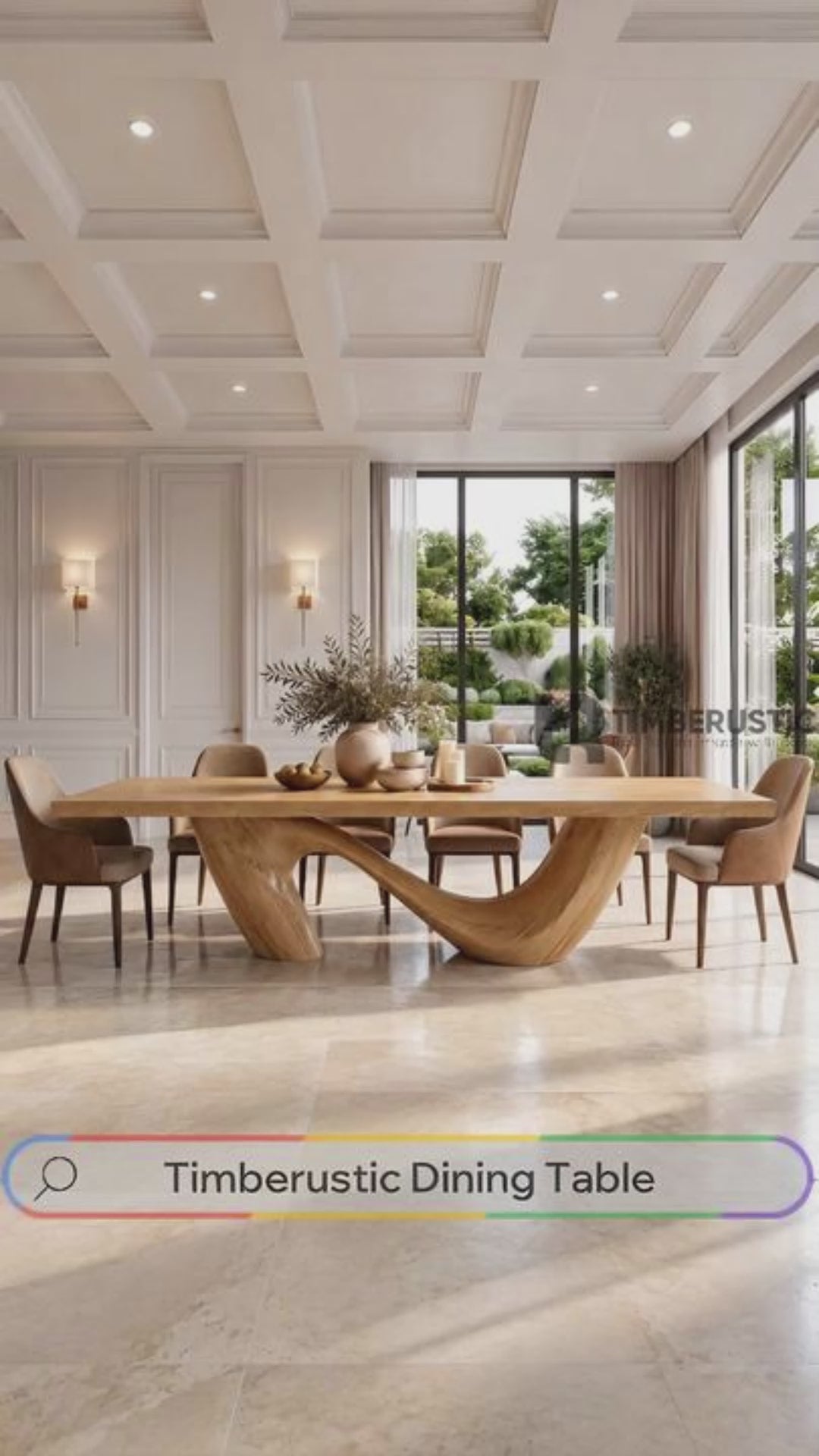 Nuvello Sculpted Loop Base Handcrafted Dining Table
