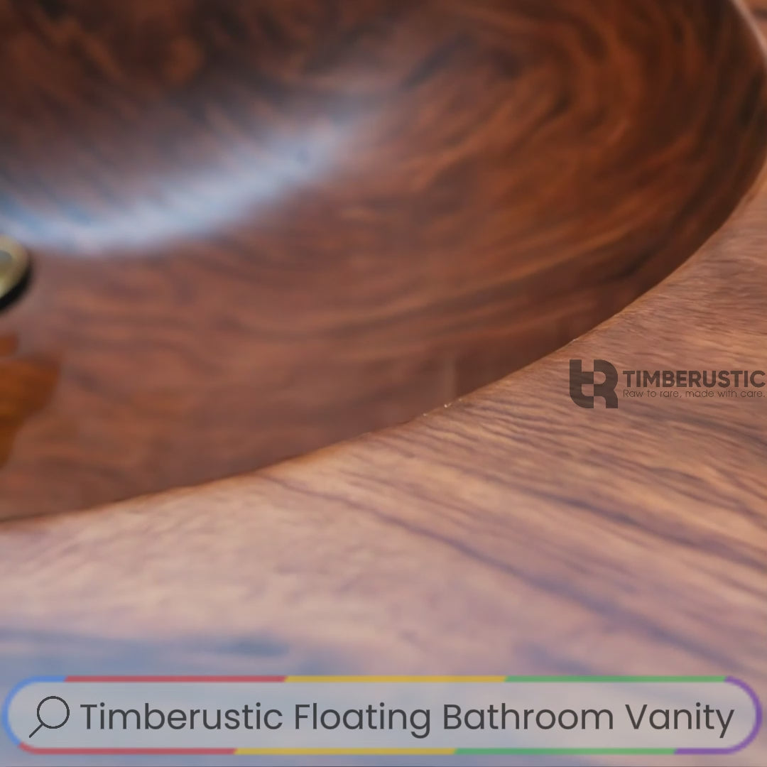 Sylvaris Live Edge Solid Wood Floating Bathroom Vanity with Integrated Sink