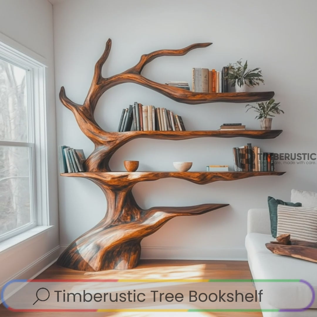 Noctaryn Flow Handcrafted Sculptured Tree Bookshelf