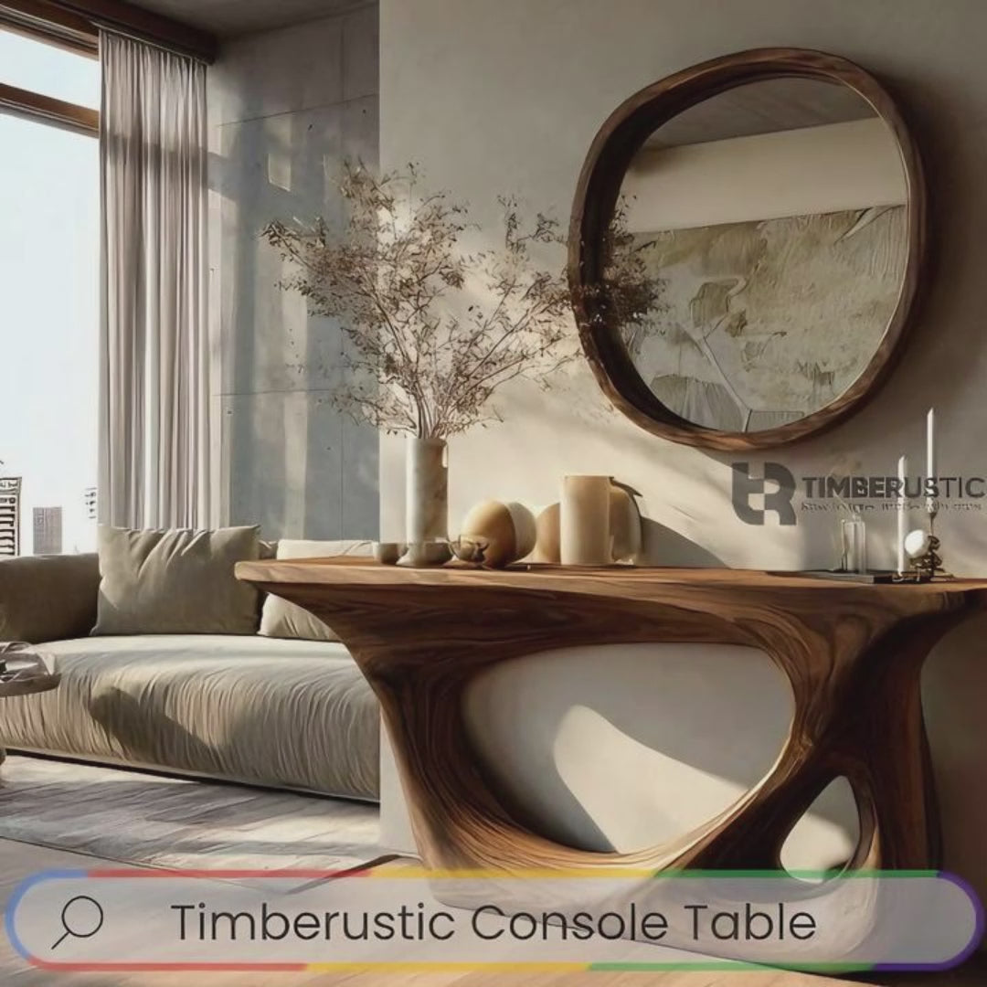 Virel Sculpted Solid Wood Console Table