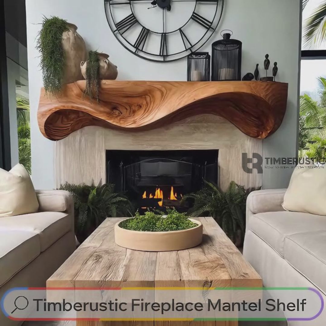 Solvaryn Sculpted Solid Wood Fireplace Mantel Shelf