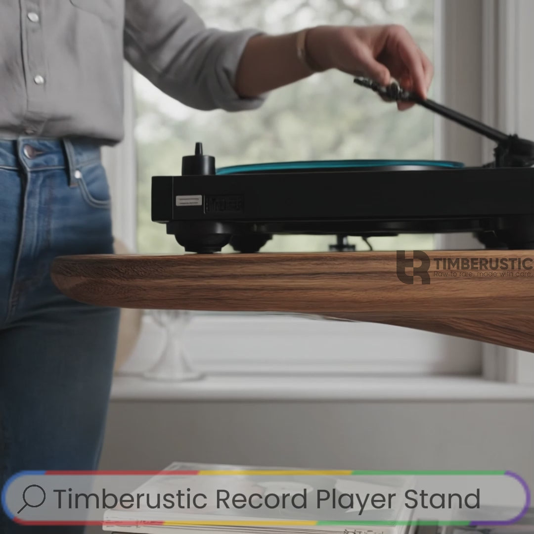 Serenata Sculpted Solid Wood Record Player Stand