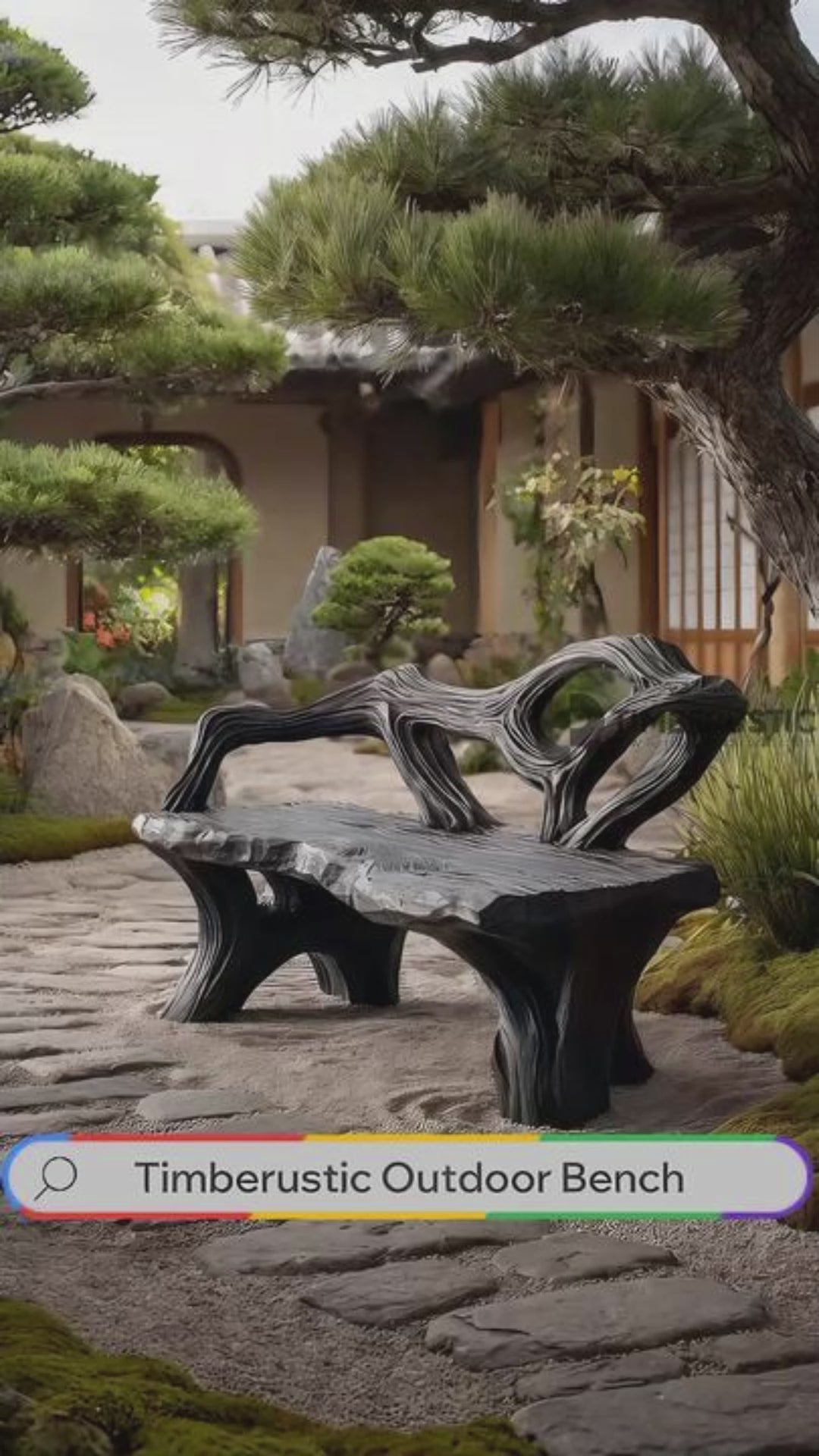 Thornvale Sculpted Solid Wood Outdoor Bench