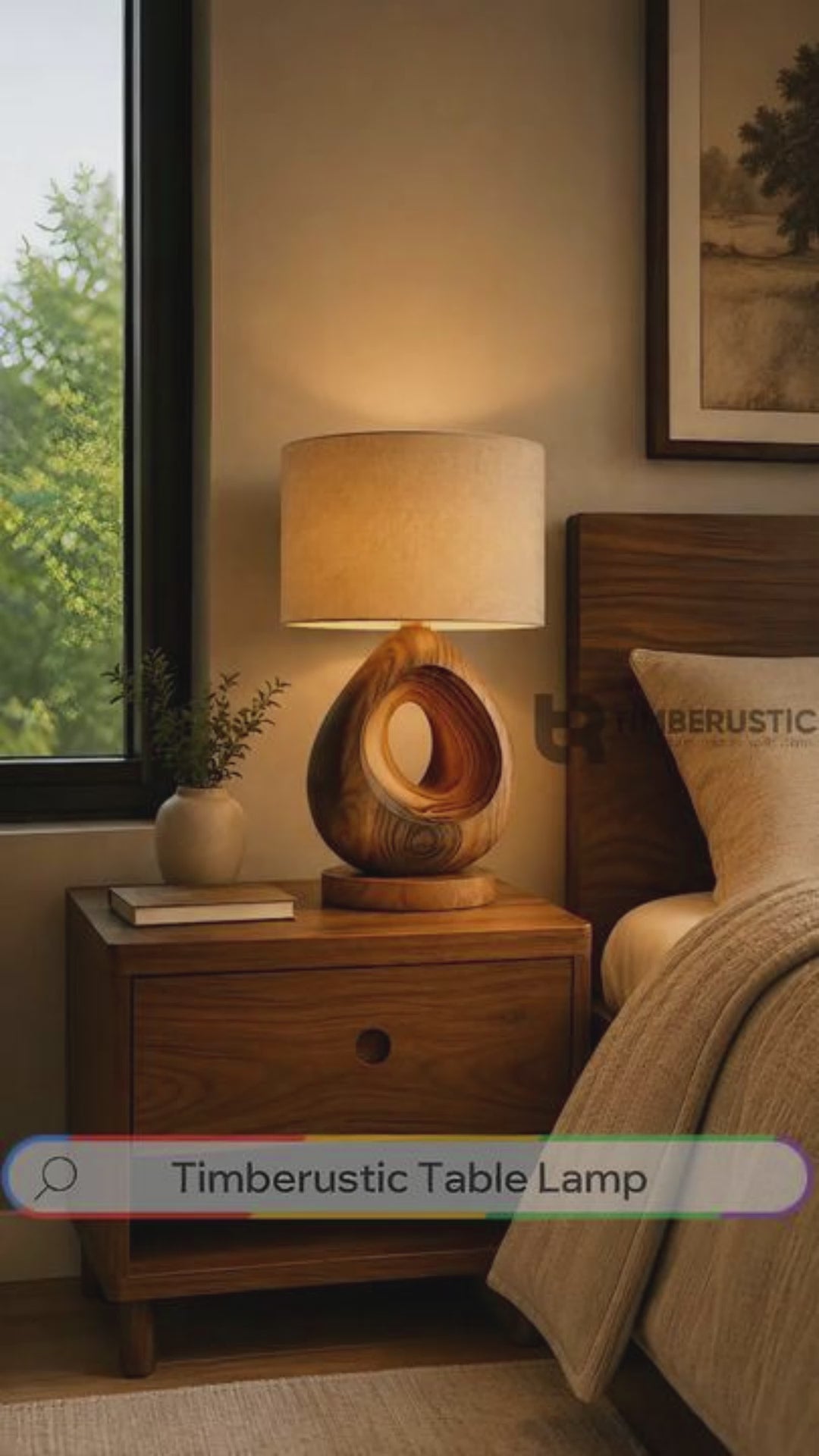 Orivana Handcrafted Solid Wood Table Lamp SPA263432