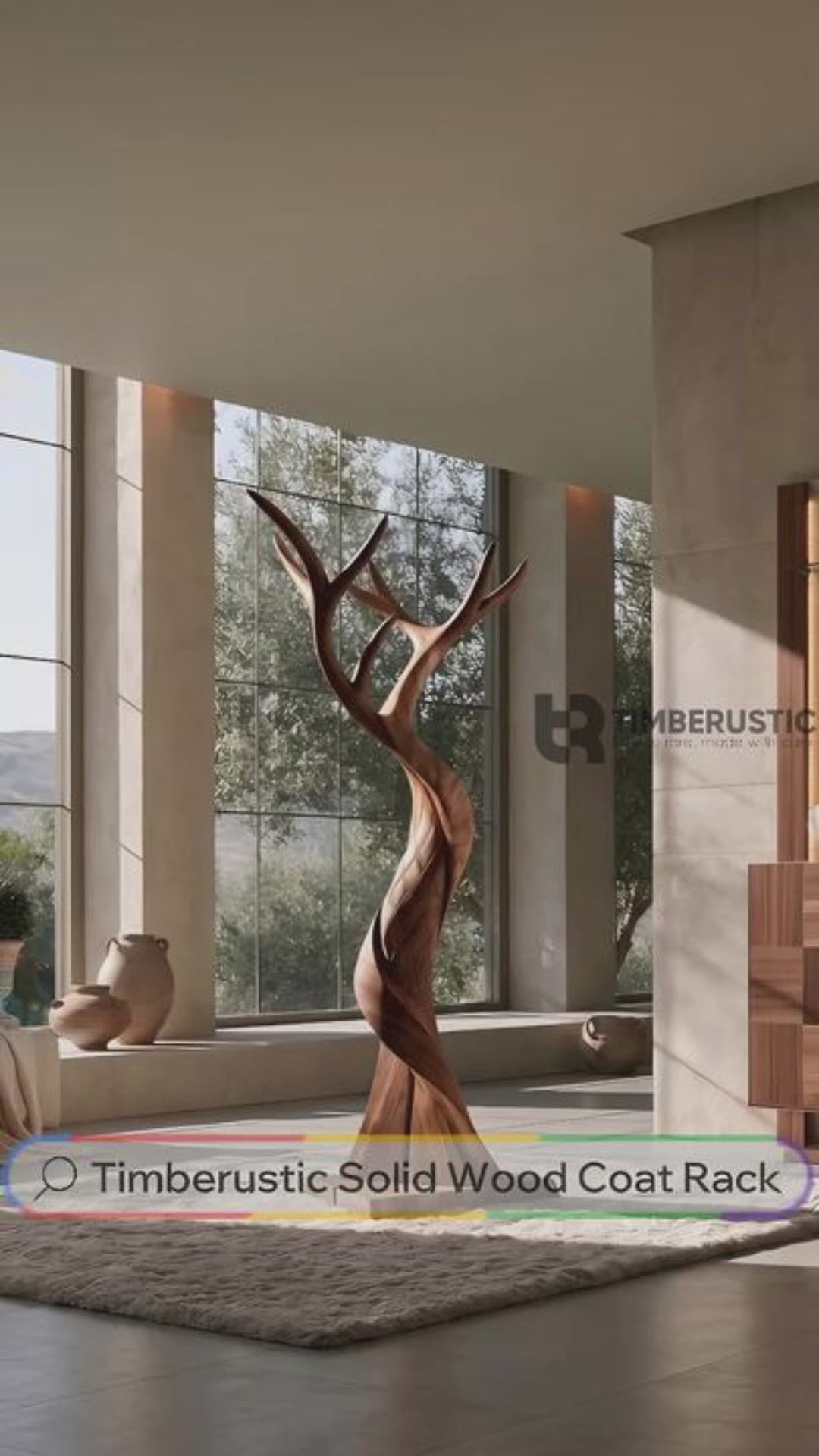 Thornwyn Handcrafted Sculpted Solid Wood Tree Coat Rack