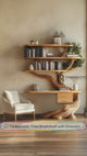 Eryndor Sculpted Solid Wood Tree Bookshelf with Drawers