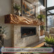 Valtrevia Sculpted Solid Wood Fireplace Mantel Shelf
