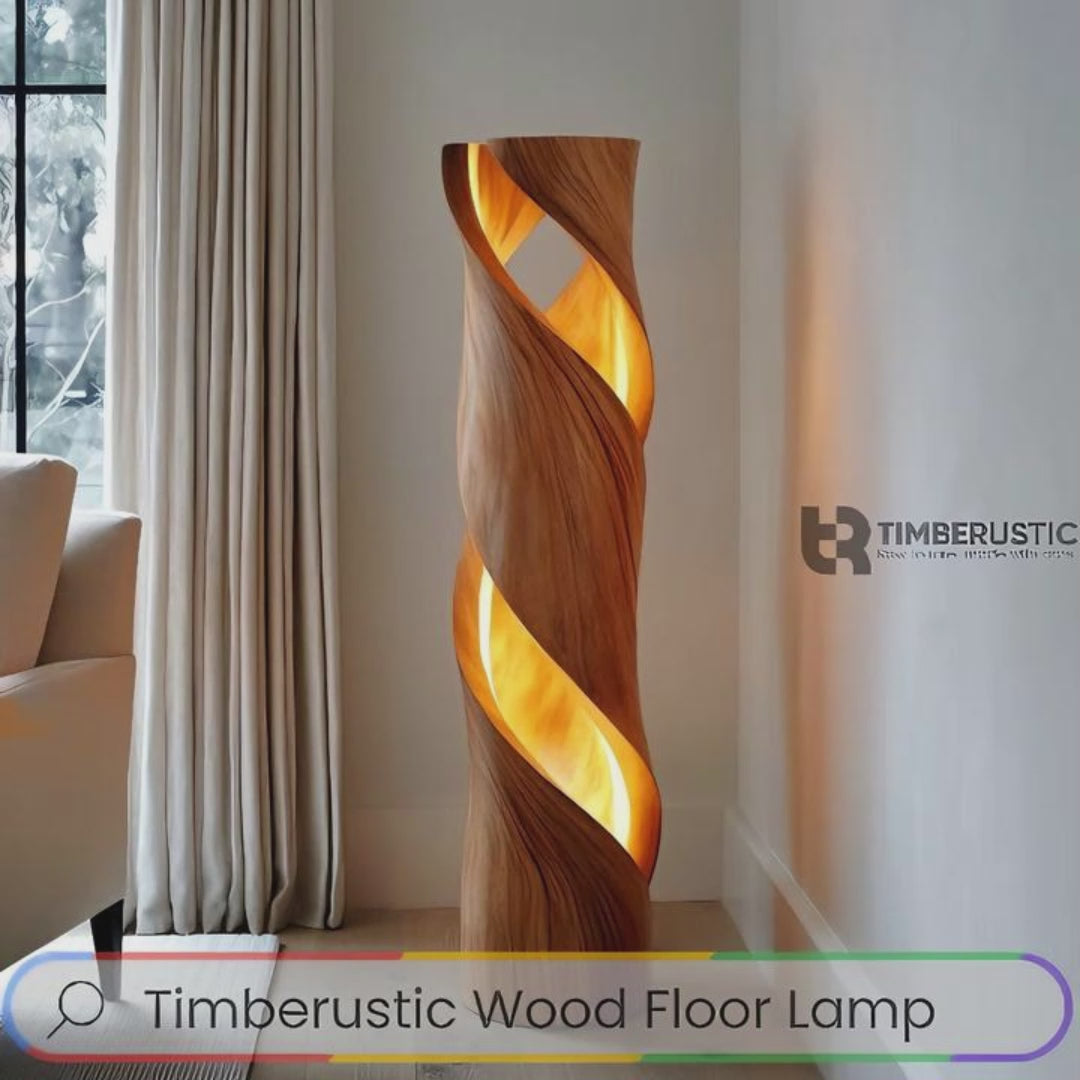Thaloris Sculpted Helical Integrated LED Wood Floor Lamp