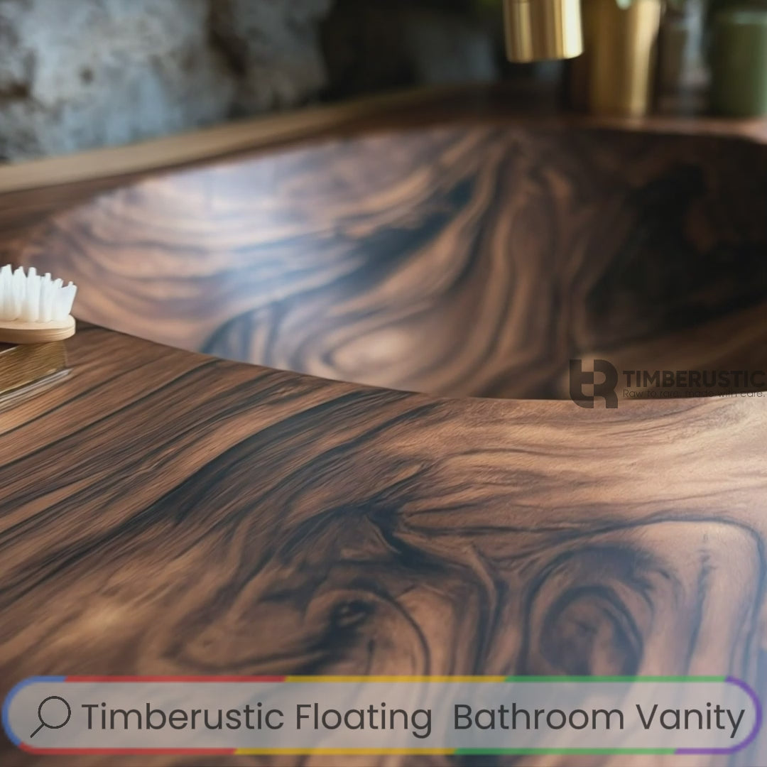 Elowen Live-Edge Wood Floating Bathroom Vanity with Integrated Sink