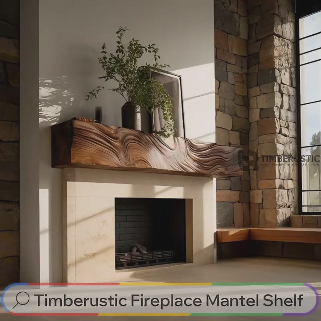 Rheon Sculpted Solid Wood Fireplace Mantel Shelf