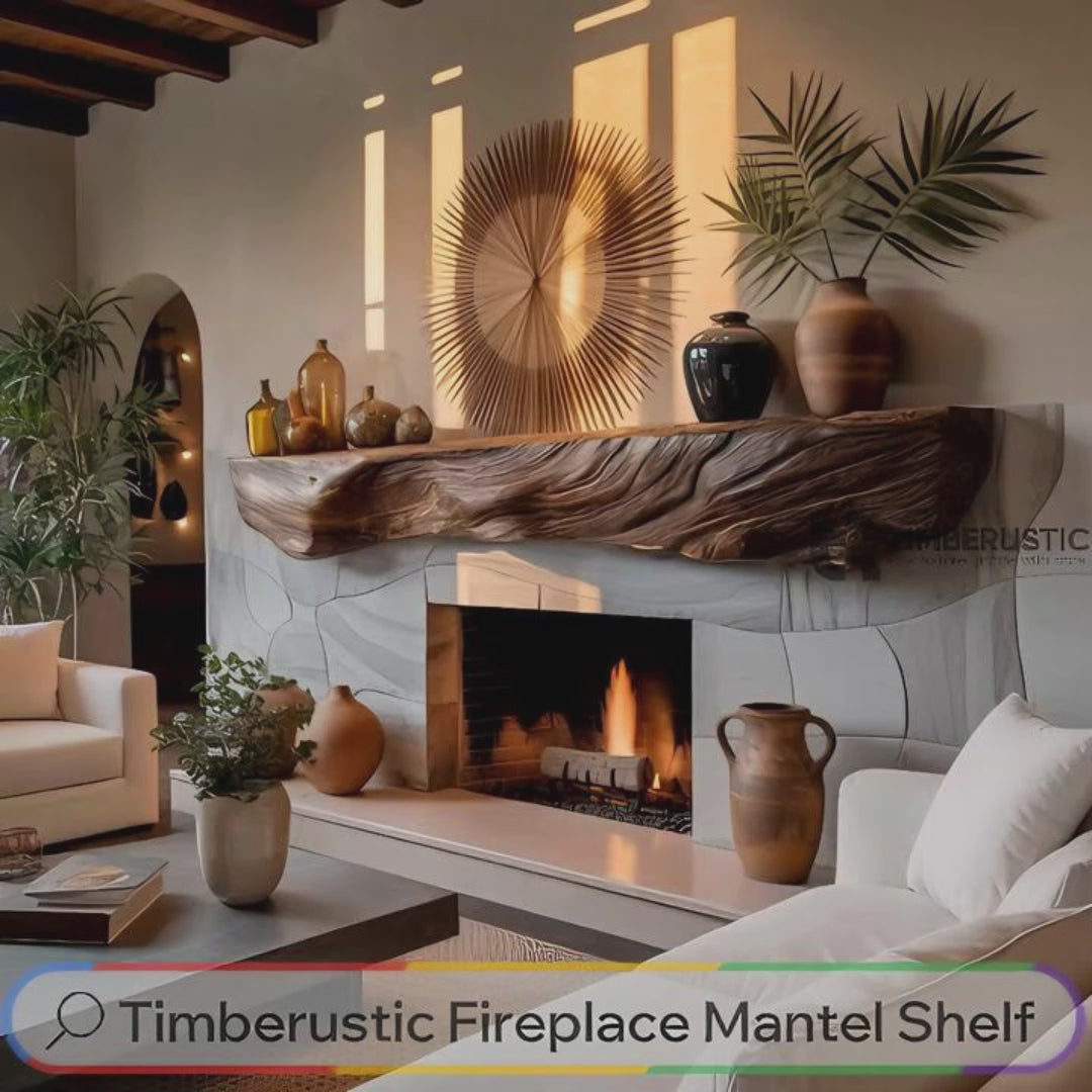 Calen Live-Edge Solid Wood Fireplace Mantel Shelf