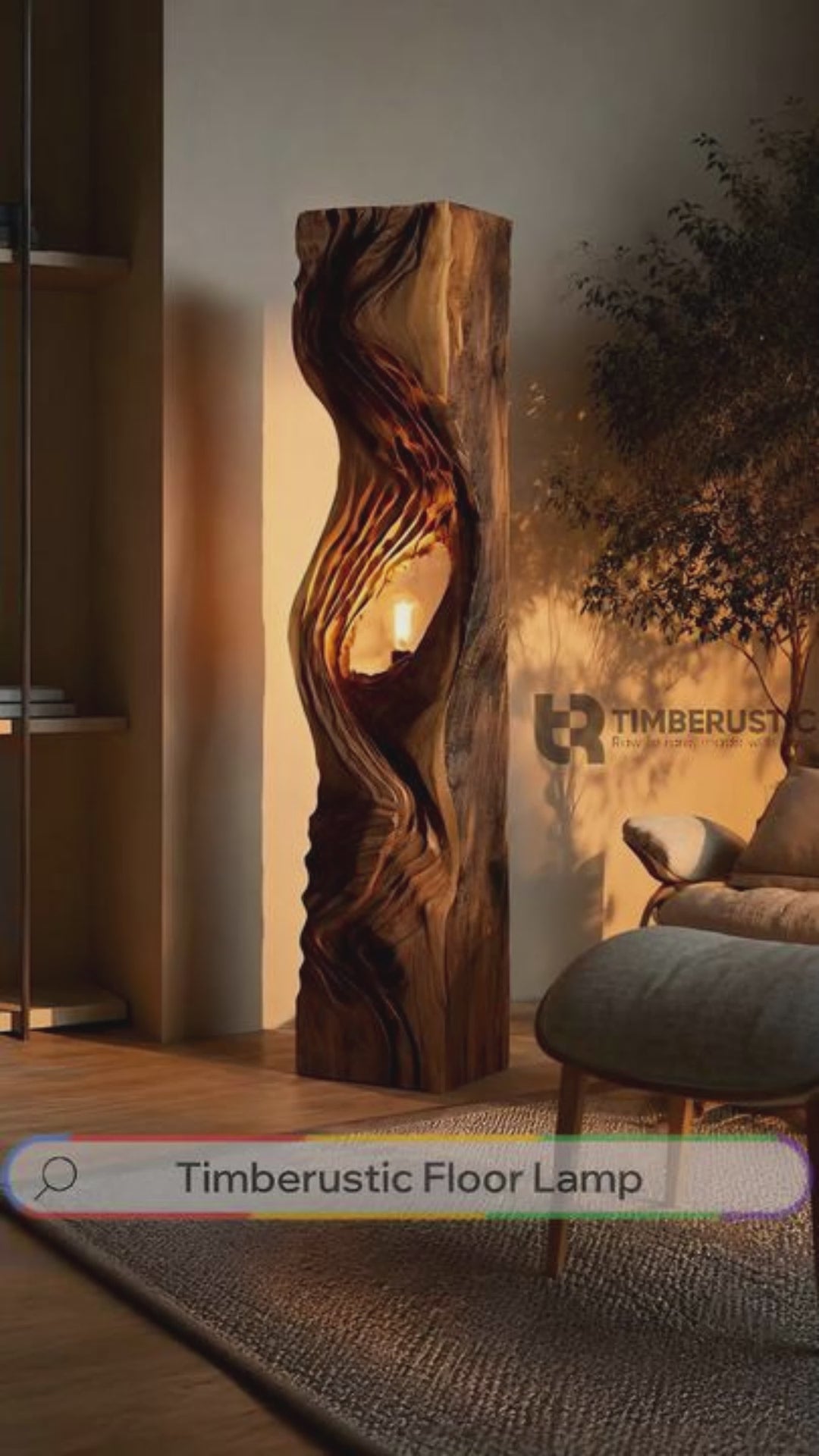 Morvayne Sculpted Solid Wood Floor Lamp