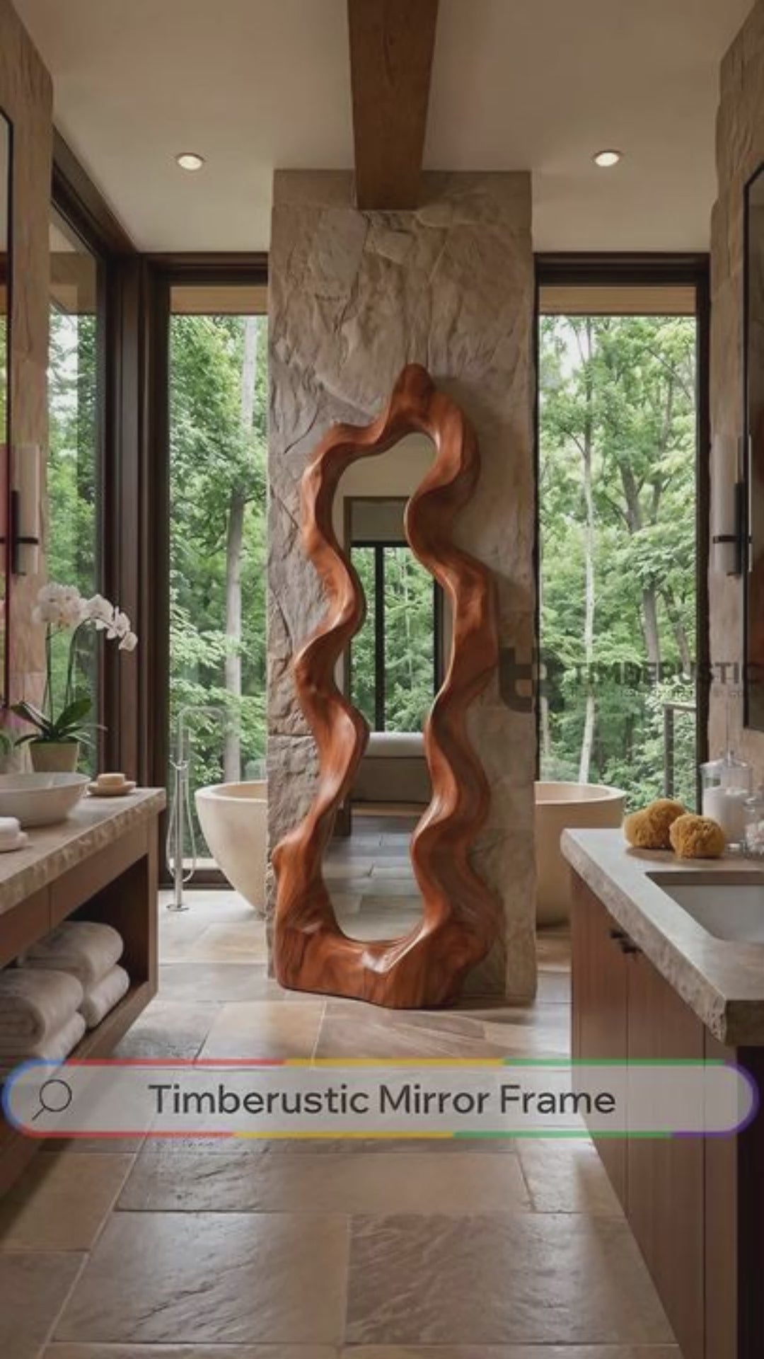 Velavane Flowing Contour Sculpted Handcrafted Mirror Frame
