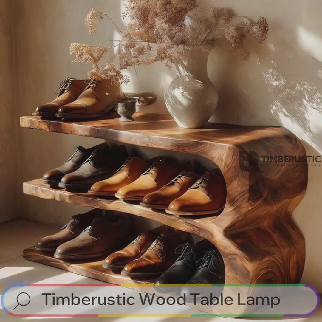 Bravon Live Edge Solid Wood Shoe Rack