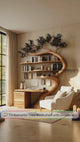 Elarivyn Sculpted Solid Wood Tree Bookshelf with Drawers