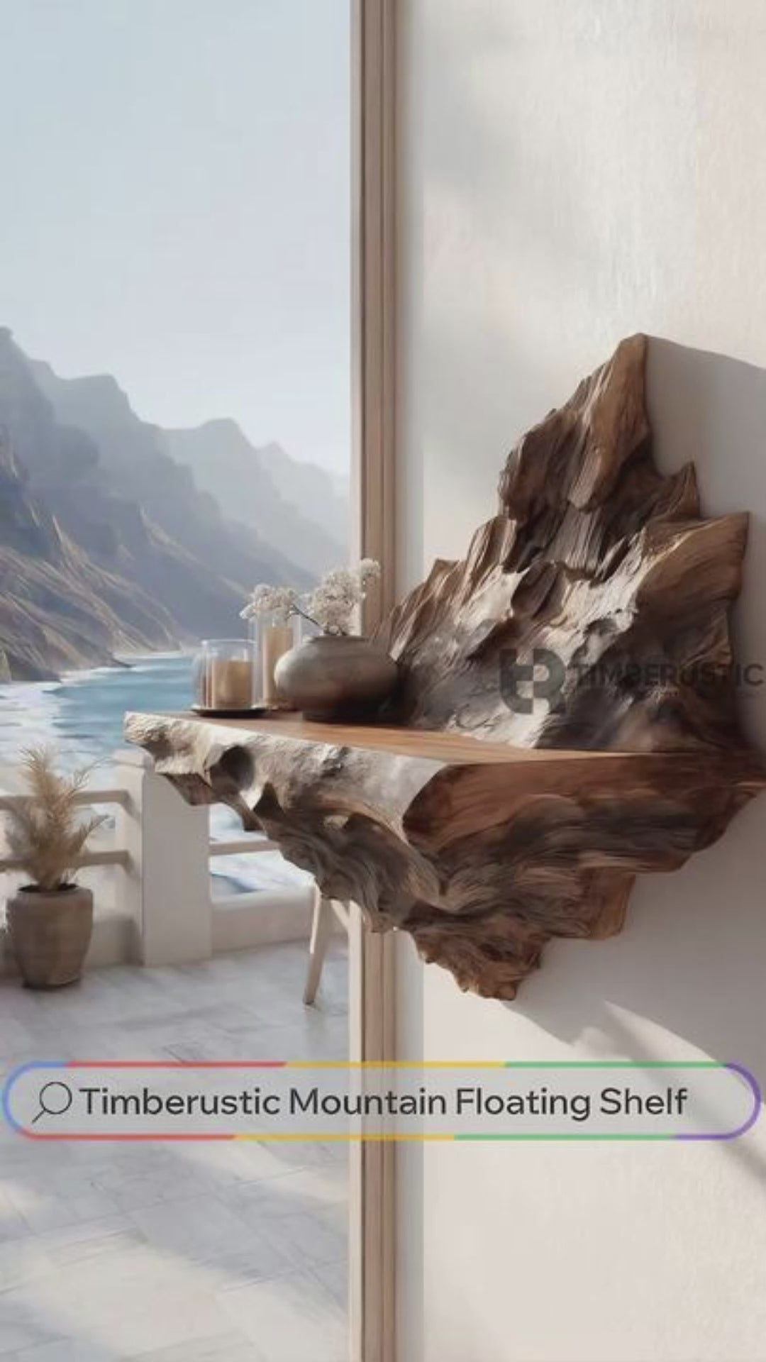 Dravok Handcrafted Solid Wood Mountain Floating Shelf