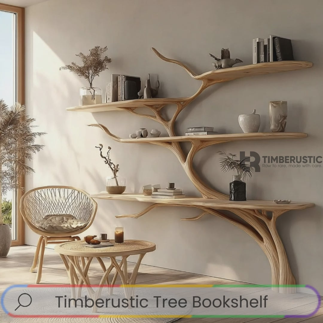 Aurevine Sculptural Solid Wood Tree Bookshelf