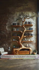 Nytherion Sculpted Solid Wood Tree Bookshelf with Drawers