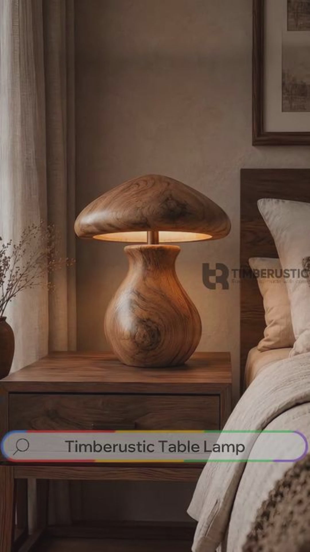 Mycelora Sculpted Solid Wood Table Lamp SPA354363